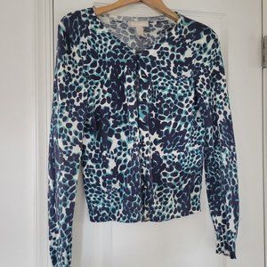 Banana Republic Blue Leopard Cardigan